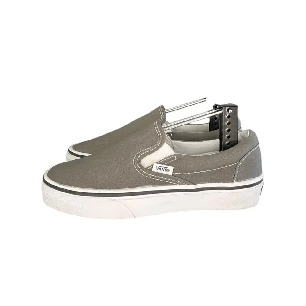Vans Customs Classic Slip-On Wide Shoes Size M5.5 W7 Gray White